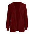 thumbnail image 5 of YDFCWXW Womens Long Sleeve Solid Fuzzy Fleece Open Front Hooded Cardigans Jacket Coats Outerwear with Pocket 2025 Winter Red, S, 5 of 5