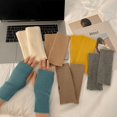 thumbnail image 2 of Guantes de medio dedo de otoño e invierno para mujer, de lana cálida, con dedos abiertos, para estudiantes, para escribir con pantalla táctil, con protección para la muñeca de punto grueso, 2 of 6