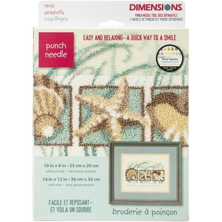 UPC: 0088677731526 | DIMENSIONS Relax  Renew  Refresh   Beach Seashells Punch Needle Embroidery Craft Kit  10  x 8