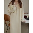 thumbnail image 1 of Suéter holgado de estilo coreano hasta la rodilla con solapa y largo medio para mujer, vestido básico de punto para otoño e invierno, 1 of 5