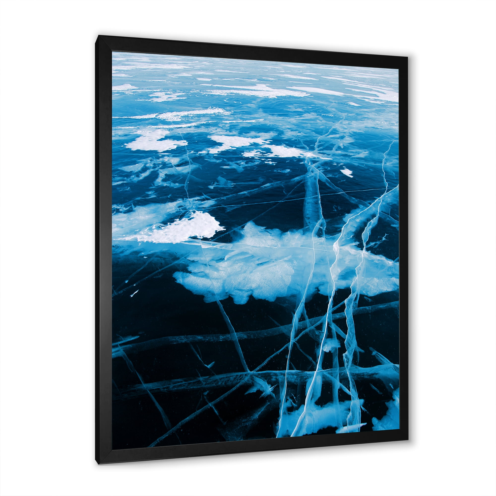 Designart 'White and Blue Ice Structure I' Modern Framed Art Print