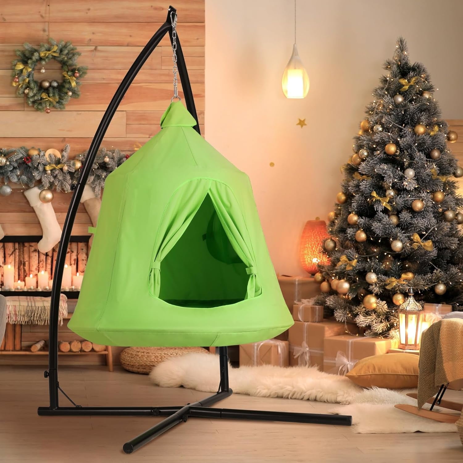 LAZY BUDDY Hanging Tree Tent with Stand, Hammock Chair Set