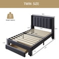 thumbnail image 5 of HSUNNS Twin Bed Frame with LED Lights and Charging Station, Twin Platform Bed Frame with Storage Drawer, Motion Sensor Night Light, Soft Fabric Headboard, No Box Spring Needed, Grey, 5 of 10