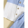 thumbnail image 6 of Toddler Boys Summer Beach Outfits Short Sleeve Contrast Color Button Shirt Shorts Set, 6 of 9