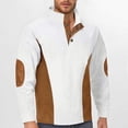 thumbnail image 2 of Zip Up Hoodie Men Quarter Zip Sweatshirt Color Block Stand Collar Long Sleeve Sweatshirt Men White L, 2 of 5