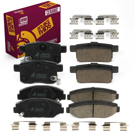 Metrix Premium Chassis Parts - Front & Rear Ceramic Disc Brake Pad Set Fits 2008-2017 Honda Accord, Made in Europe