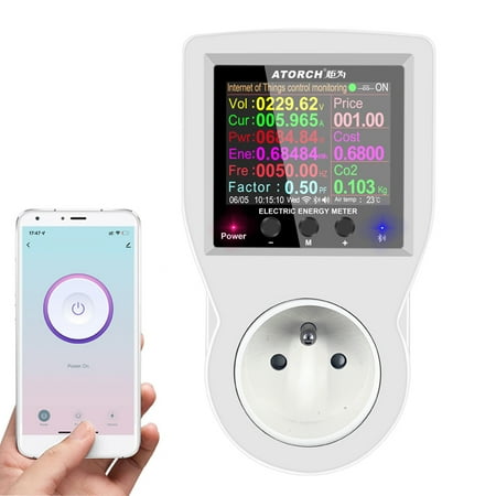 

BT Version Intelligent Power Socket Electricity Power Monitor Multi-energy Alternating Current Meter 2.4 inch LCD Color Screen Computers Mobilephone APP Remote Controlling Device