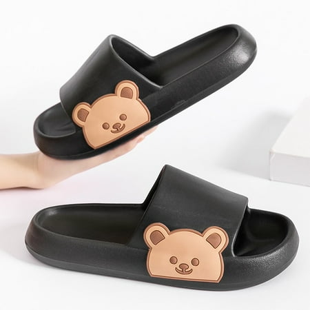 

QWZNDZGR Summer Women Men s Thick Platform Slippers Cartoon Non-slip Sandals Flat Slides Couple Beach High Heels Flip Flops Ladies Shoes