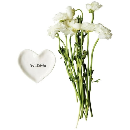 Heart Shaped Crystal Dish Creative Co-Op DA6978 White Dolomite Heart Shaped You & Me Dish, Materials: dolomite By Creative Coop ()