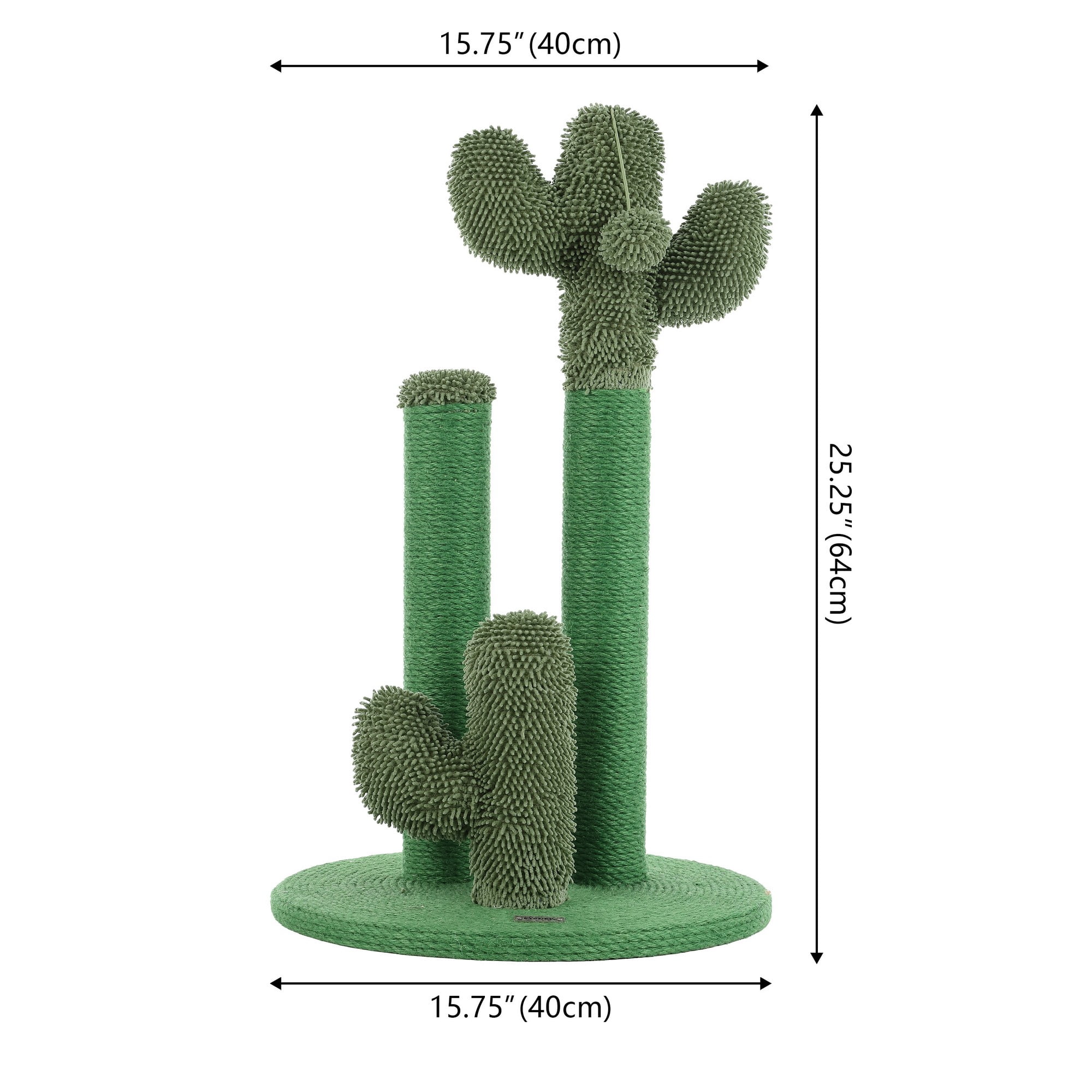 THE LICKER STORE Marfa 25.25" Modern Jute Triple-Cactus Cat Scratching Post with Fuzzy Toy, Green, CTR1009A