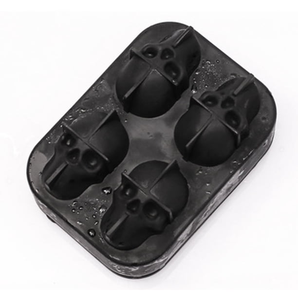 Moldes de silicona de grado alimenticio para hacer cubitos de hielo con forma de calavera, para cócteles de whisky, diseño creativo, hielo de fusión lenta para divertirse en fiestas (4 cavidades)