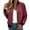 Wine collarless zip jacket women a1, variant on thefmos Women's Collarless Full Zip Long Sleeve Jacket Solid Color Casual Coat Fashion Spring Fall Outfit, Black L