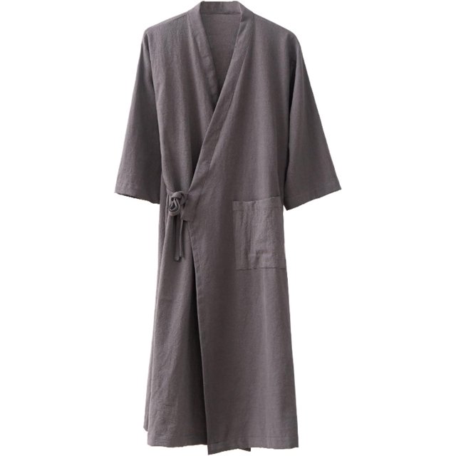 MOLUCI Men's Women's Cotton Linen Bathrobe Couples Japanese-Style Absorbent Quick-Drying Kimono Yukata Sauna Robe
