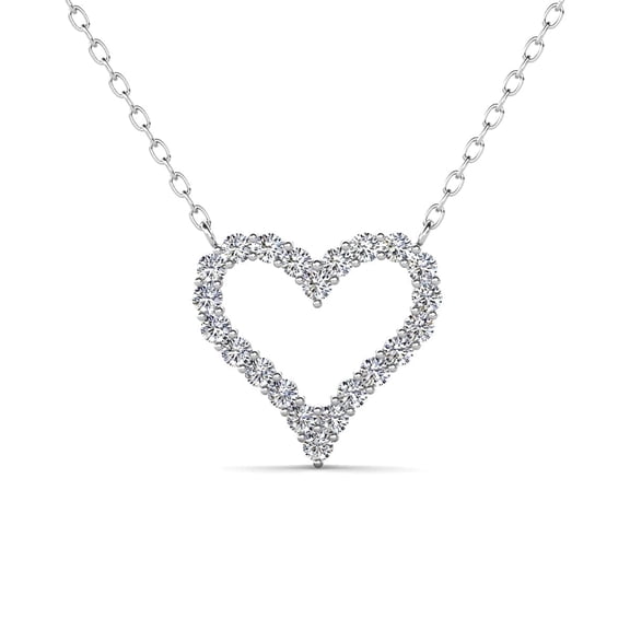 Cate & Chloe Bristol 18k White Gold Plated Heart Necklace with Swarovski Crystals for Women