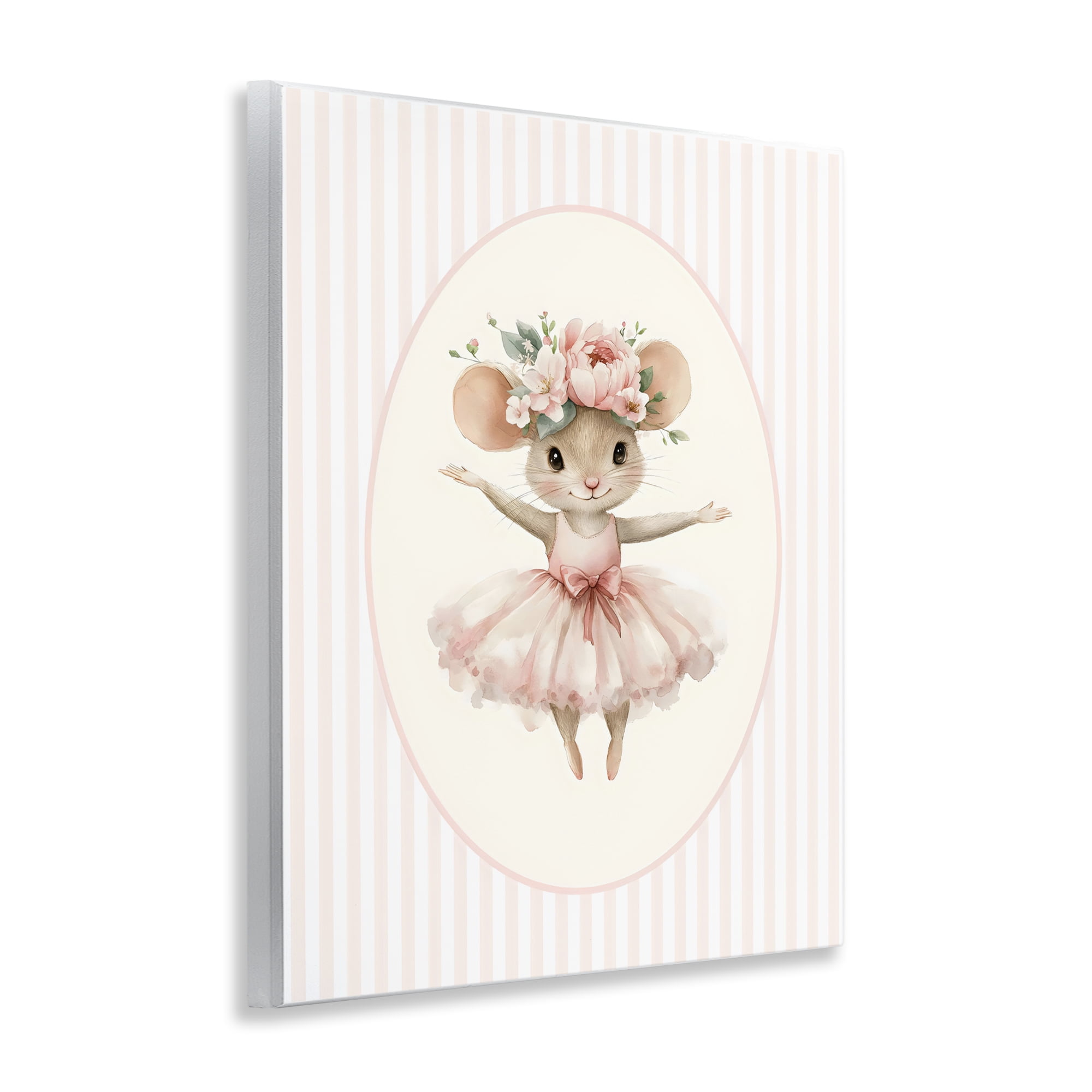 Stupell Industries Nursery Ballerina Mouse Striped Wall Plaque Art, design by LSR Design Studio