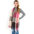 thumbnail image 4 of Women's Oversized Plaid Blanket Scarf with Fringe Trim and Soft Textured Fabric-Pink, 4 of 7