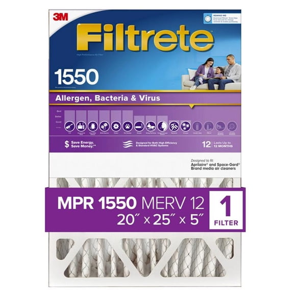 Filtro de aire para alérgenos Filtrete Healthy Living, 20 x 25 x 5 (paquete de 2)