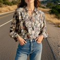 thumbnail image 2 of Chuancc Shirts For Women Long Sleeve Shirts For Women Fall Clothes Womens Office Tops Fall Outfits Tops For Women Trendy Button Down Shirts For Women Gray XL, 2 of 7