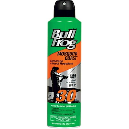 2 Pack - BullFrog Mosquito Coast Spray Sunscreen + Insect Repellent SPF 30 6 (Best Coast Sun Was High)