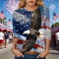 thumbnail image 2 of UngA 250th Anniversary USA Shirts Women American Flag 3/4 Sleeve Shirt 4th of July T-Shirt USA Flag Patriotic Tee Tops (Navy,XL), 2 of 8