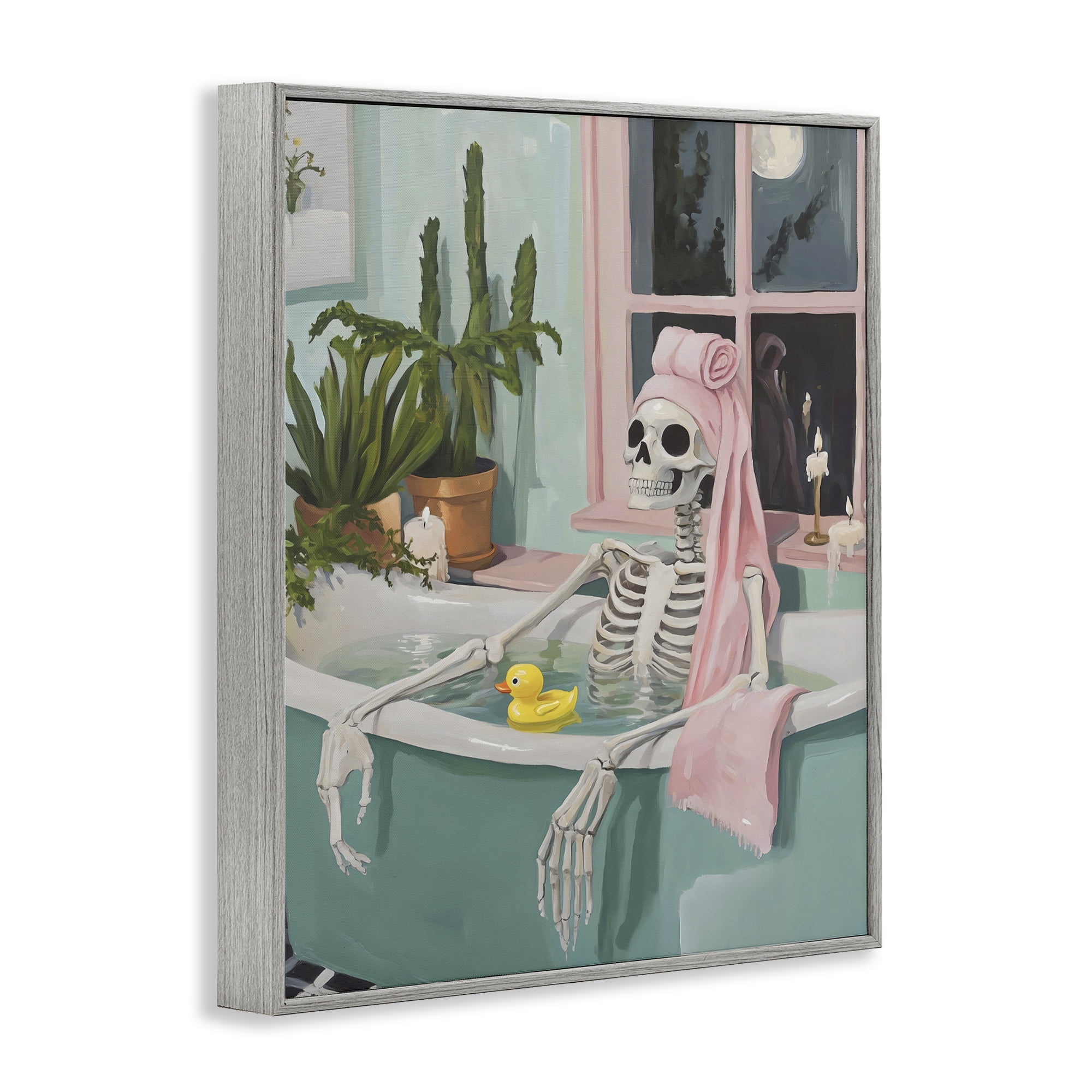 Stupell Industries Midnight Soak Skeleton Gray Framed Giclee Art, design by The Prints Vibe
