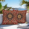 thumbnail image 4 of Ethnic Style Outdoor Pillow Covers Pack of 2 Vintage Decoration Red Floral Pattern Waterproof Throw Pillow Covers Decorative Cushion Cases for Patio Garden Tent Balcony Couch 26x26 inch, 4 of 8