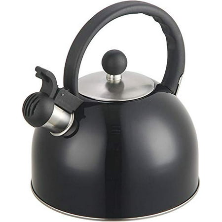 

2 Liter Stainless Steel Whistling Tea Kettle - Modern Stainless Steel Whistling Tea For Stovetop With Cool Grip Ergonomic Handle (2L Black)
