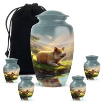 Pig Cremation Urns For Ashes Man And Woman , 1 Large Decorative Urn For Human Ashes For Mother, 4 Keepsake Mini Urns For Adults- Funeral Urn For Adult Male & Female - 3&10 Inch