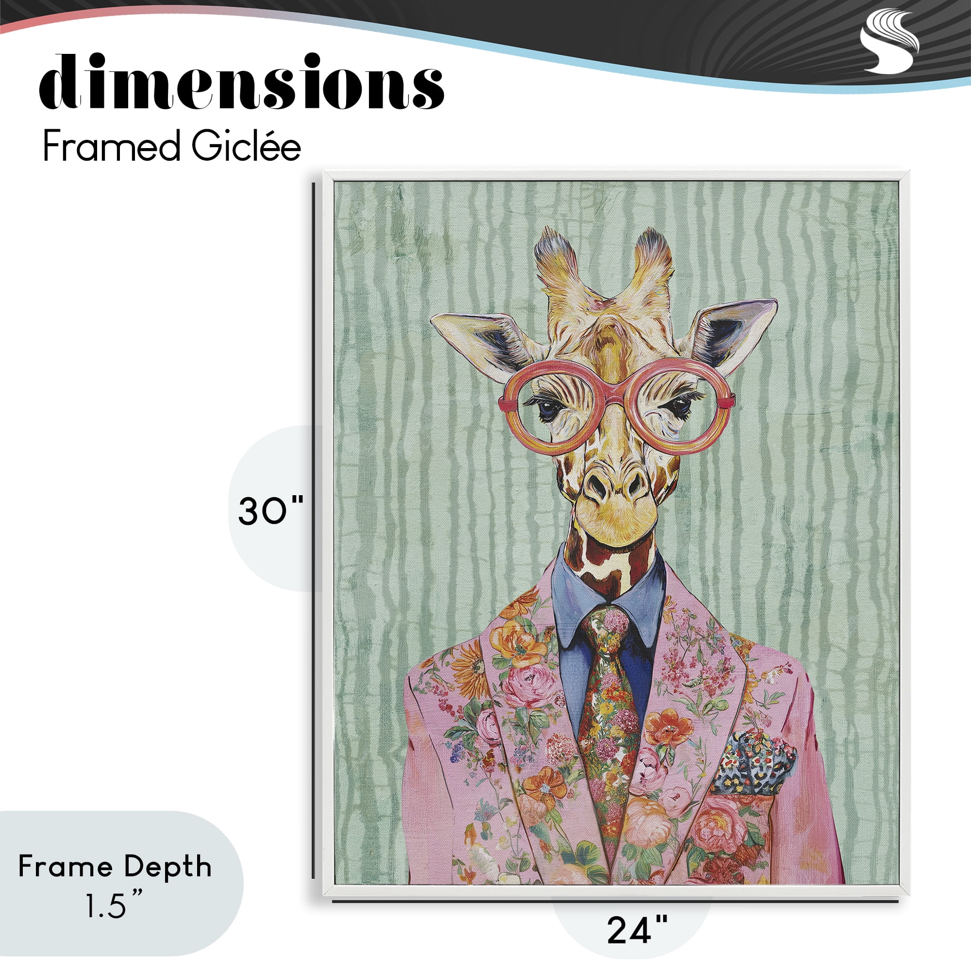 Stupell Industries Tall Stylish Giraffe White Framed Giclee Art, design by Svetlana Aleynikova