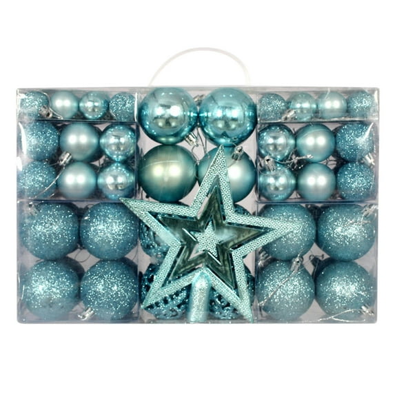 A 101 Pieces Christmas Ornaments Set Shatterproof Plastic Christmas Tree Decorations 3-6Cm Glitter Baubles For Holiday Party Decor Home Christmas Decoration Set A