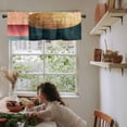 thumbnail image 6 of Boho Gold Circle Kitchen Valances for Windows 60x18 Inch Kitchen Curtains Valances Rod Pocket Modern Geometric Color Blocks Bathroom Window Valances for Window Treatment Decor, 6 of 6