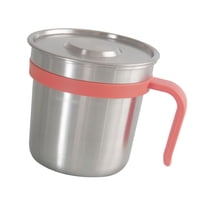 Camping Cup Tea Water Cup Durable Metal Cups Lightweight Coffee Cup Portable Stainless Steel Coffee Mug for Backpacking Hiking Trips Cooking Orange