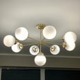 thumbnail image 2 of Gorgeous 9 Globe Mid Century Modern Chandelier, Handcrafted Lamp Ceiling Light, Brass Lights Glass Globe Design Pendant Light Fixture, 2 of 4