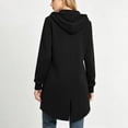 thumbnail image 5 of Zylanna Women's Long Full Zip Hoodie Sweatshirts, Soft & Stretchy with Pockets Oversized Adjustable Drawstring Casual Winter Coat Jacket Cardigan for Outerwear Black, 5 of 9