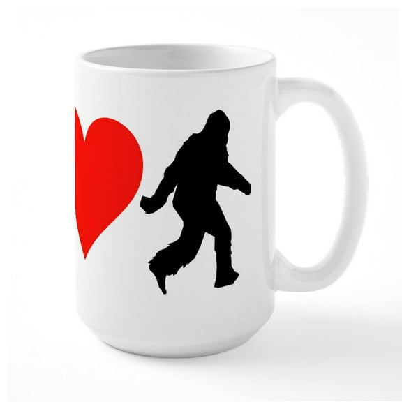 CafePress - I Heart Bigfoot Large Mug - 15 oz Ceramic Large White Novelty Mug