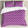 thumbnail image 1 of Purple and Lilac Duvet Cover Set King Size, Geometrical Retro Modern Style Tile Design with Square Shapes Print, Decorative 3 Piece Bedding Set with 2 Pillow Shams, Purple Lilac, by Ambesonne, 1 of 3