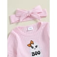 thumbnail image 5 of FEORJGP Little Girls Halloween Outfits Sets 3M 6M 12M 18M 2T 3T Toddler Baby Ruffled Long Sleeve Pullovers Ribbed Ghost Embroidered Sweatshirts Crew Nt Girl Fashion Cute Casual Comfy Clothes, 5 of 7