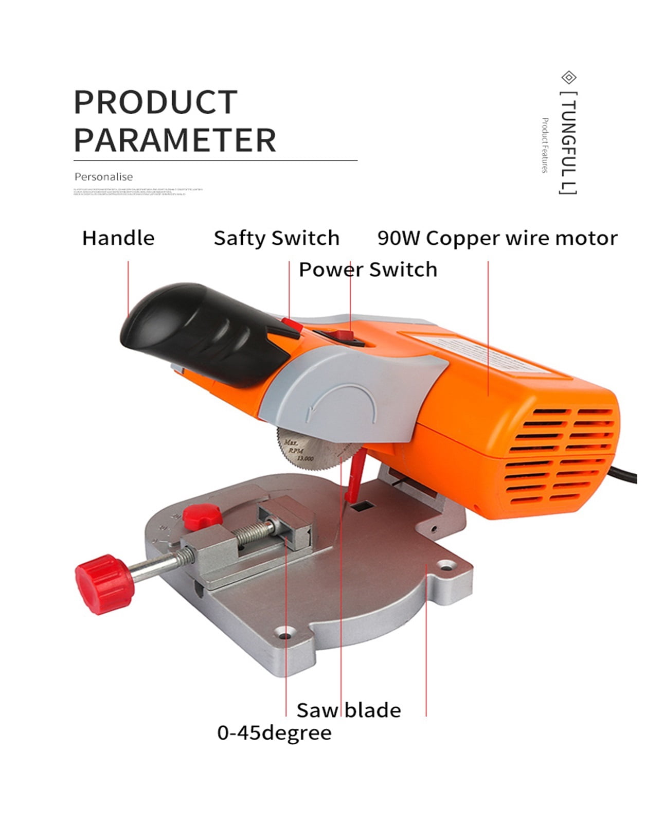 Mini Table Saw Machine Woodworking Electric Bench Saw Handmade DIY Cutting Machine 45 Degree Cut-off Saw For cutting Metal Wood ,Good helper
