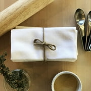 Made in The USA 100% American Cotton Table Napkins Set of 4 Cloth Dinner Napkins 14" x 14" Inches Reusable Napkins (White)
