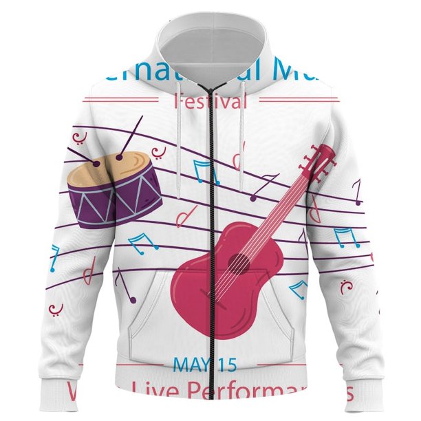 Sudadera con capucha y cremallera 3D con estampado de instrumentos musicales de 2024, estilo Harajuku, ropa de calle divertida, moda informal para hombres y mujeres