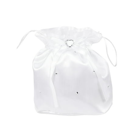 

White Bridal Bridesmaid Satin Flower Decorated Dolly Bag Handbag (Flower Pearl)