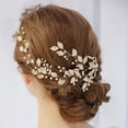 thumbnail image 1 of onlyliua Ofertas Semanales Tocado de Novia con Hojas de Aleación Dorada para Mujer, Accesorios para Cabello de Boda con Cuentas, 1 of 1
