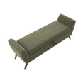 thumbnail image 5 of 60'' Modern Storage Bench with Mid-Centruy Wood Legs,Bench with Storage for Living Room & Bedroom,Comfort Padded - Teddy Olive Green, 5 of 6
