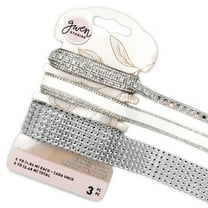 White Satin and Rhinestone Embellished Trim Set, 3 Styles, 6 Yards by Gwen Studios