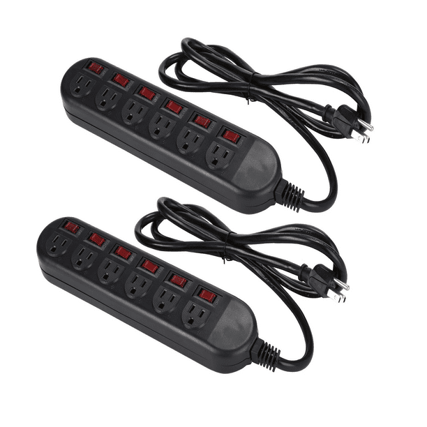 Power Strip with Individual Switches 2 Pack 6 Foot Cord Black Walmart
