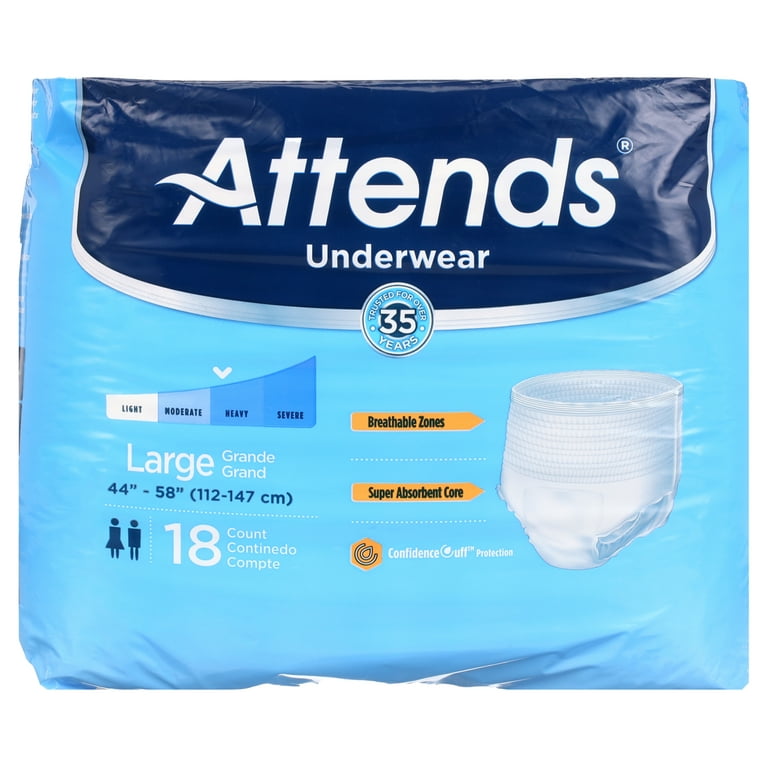 Attends Incontinence Underwear, Heavy Absorbency, Large, 18 Count 