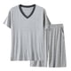 thumbnail image 1 of Pijama fino para hombre, conjunto de pijama para estar en casa, pantalones cortos holgados de manga corta, conjunto de pijama para hombre, conjunto de dos piezas, 1 of 8