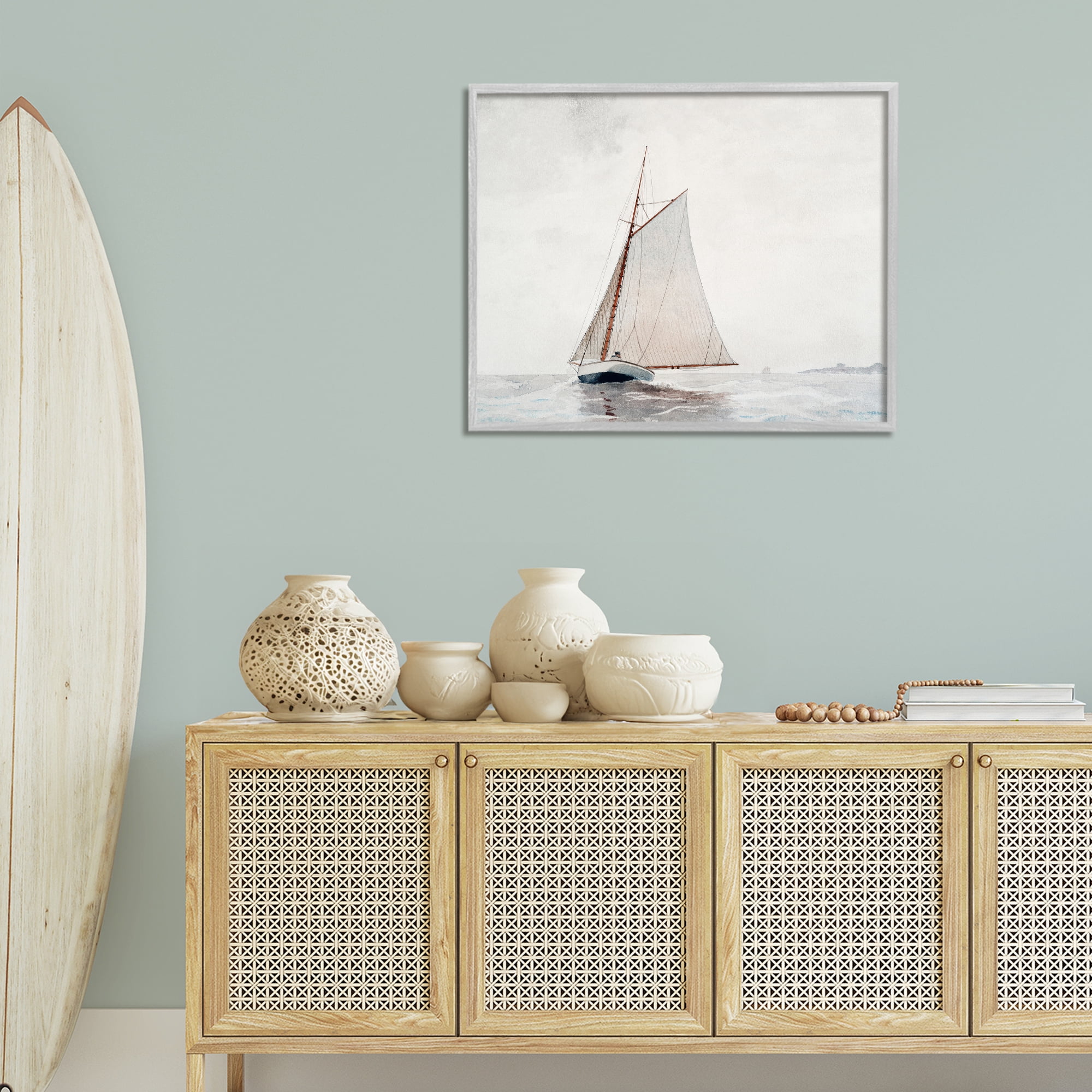 Stupell Industries Timeless Sea Vessel Transportation Painting Gray Framed Art Print Wall Art, 30 x 24