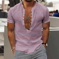 thumbnail image 2 of Fancifize Mens Casual Striped Henley Shirt Button Down Summer Beach Shirts Big and Tall Short Sleeve Loose Fit Shirt, 2 of 5