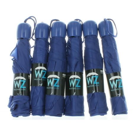 WZ Lot of 6 Mini Blue Weather Zone Folding Umbrellas Collapsing Travel Rain